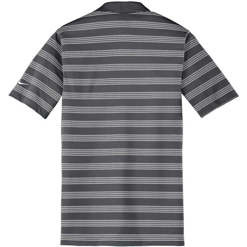 Nike Men's Dark Grey Dri-FIT S/S Tech Stripe Polo