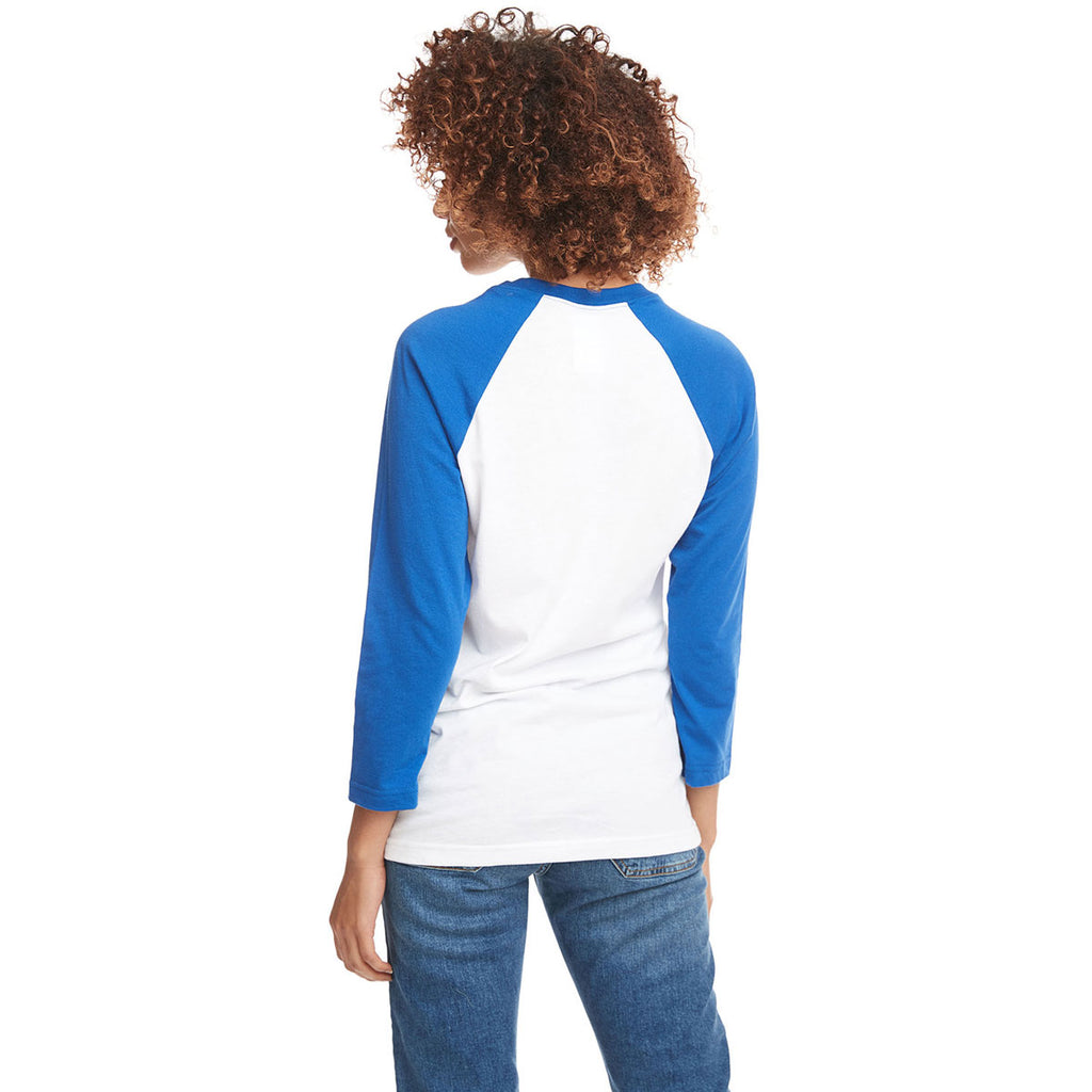 Next Level Unisex Royal/White CVC 3/4 Sleeve Raglan Baseball T-Shirt