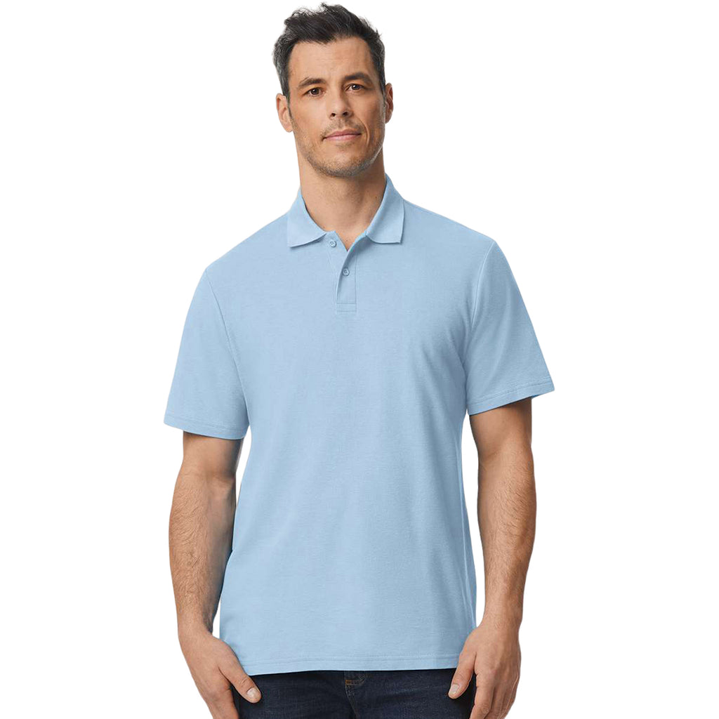 Gildan Men's Light Blue Softstyle Adult Pique Polo