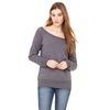 Bella + Canvas Women's Dark Grey Marble Fleece Wide Neck Sweatshirt