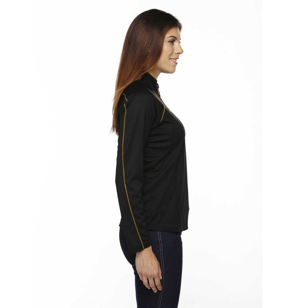 North End Women's Black/Campus Gold Radar Half-Zip Performance Long-Sleeve Top