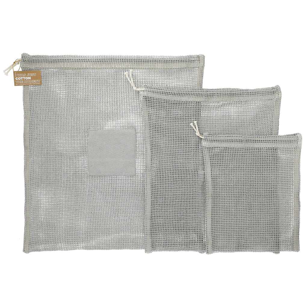 Leeds Grey Recycled Cotton Mesh Cinch Pouch Set