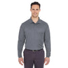 UltraClub Men's Charcoal Cool & Dry Long-Sleeve Mesh Pique Polo