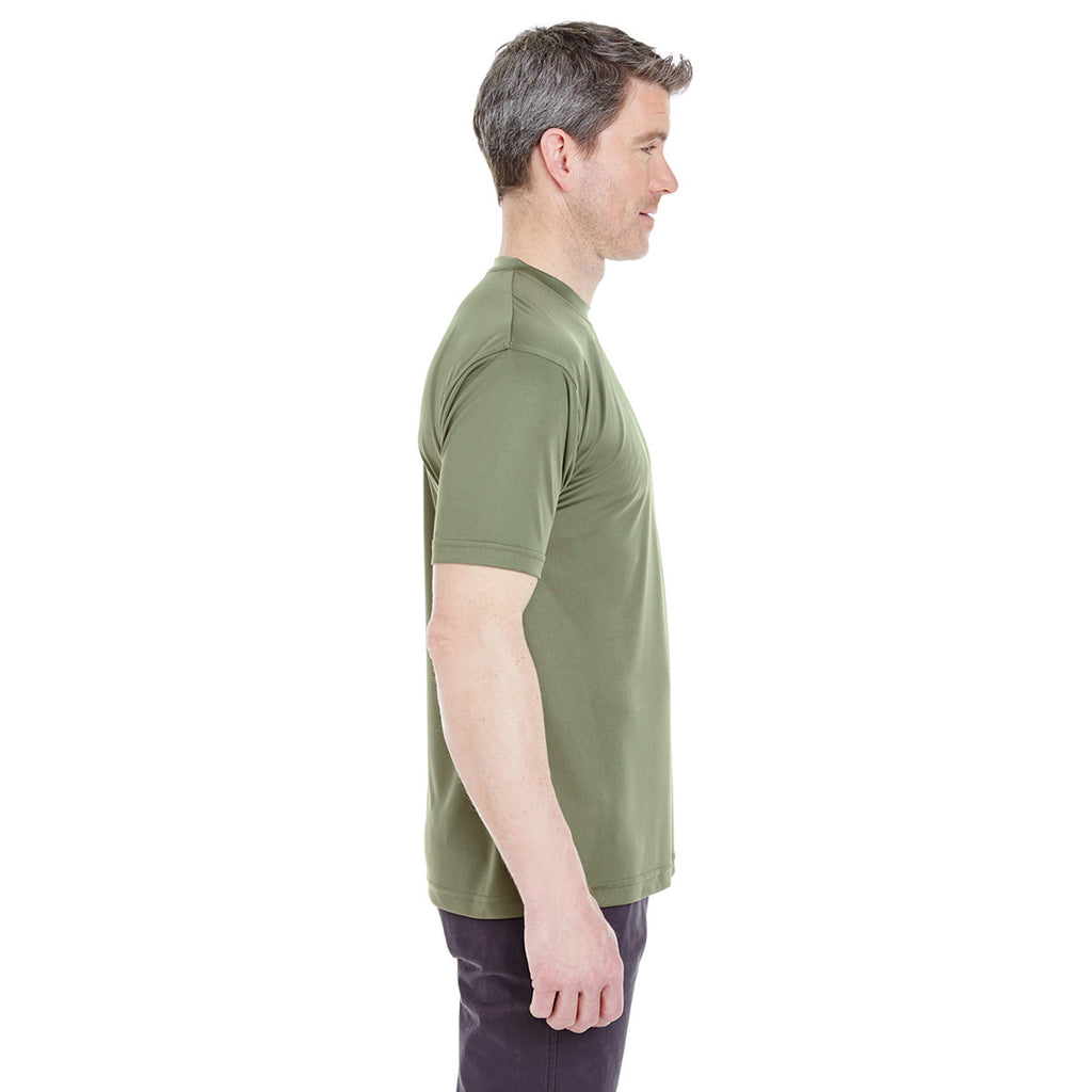 UltraClub Men's Military Green Cool & Dry Sport Performance Interlock T-Shirt