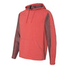 J. America Men's Red Heather Omega Stretch Terry Hooded Pullover