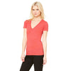 Bella + Canvas Women's Red Triblend Short-Sleeve Deep V-Neck T-Shirt