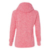 J. America Women's Fire Coral/Magenta Cosmic Fleece Contrast Hooded Pullover Sweatshirt