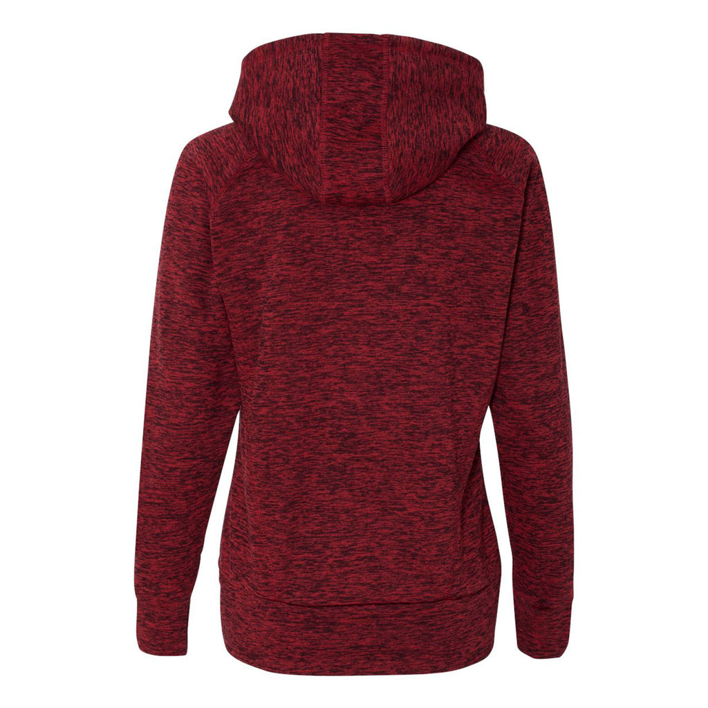 J. America Women's Red Fleck/Red Cosmic Fleece Contrast Hooded Pullover Sweatshirt