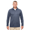 UltraClub Men's Navy Heather Cool & Dry Heathered Performance Quarter-Zip