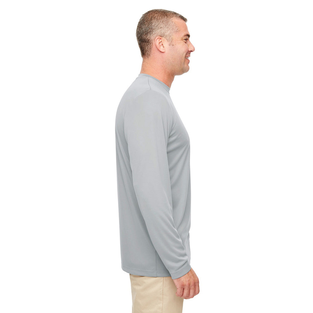 UltraClub Men's Grey Cool & Dry Performance Long-Sleeve Top