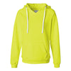 J. America Women's Neon Yellow Sueded V-Neck Hooded Sweatshirt