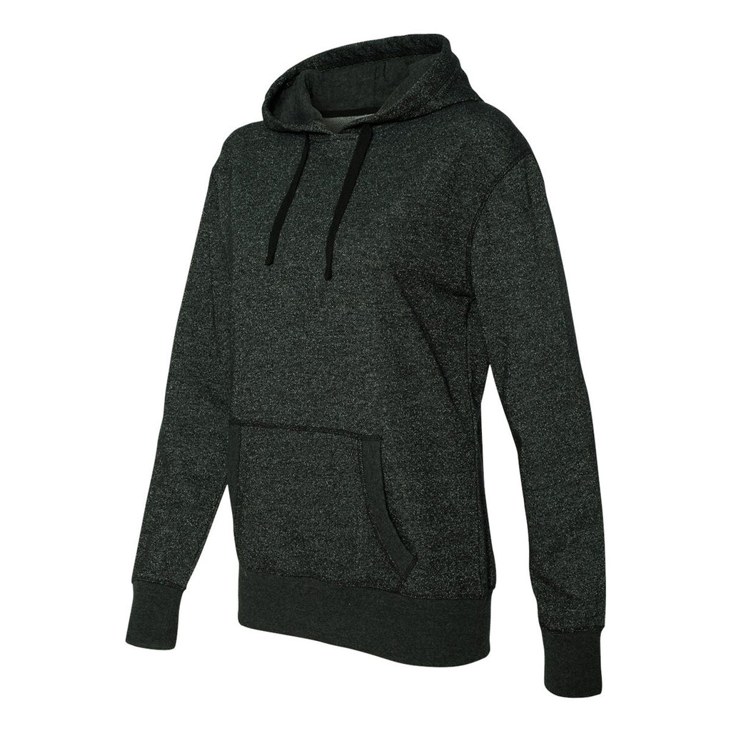 J. America Women's Black/Silver Glitter French Terry Hooded Pullover