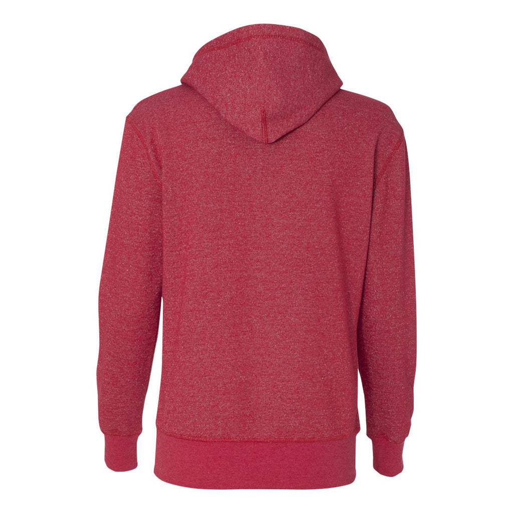 J. America Women's Red/Silver Glitter French Terry Hooded Pullover