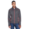 North End Men's Carbon/Olympic Red Flux Melange Bonded Fleece Jacket