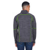 North End Men's Carbon/Acid Green Flux Melange Bonded Fleece Jacket