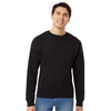 J. America Men's Black Solid Triblend Fleece Crewneck Sweatshirt