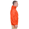 UltraClub Men's Bright Orange Quarter-Zip Hooded Pullover Pack-Away Jacket