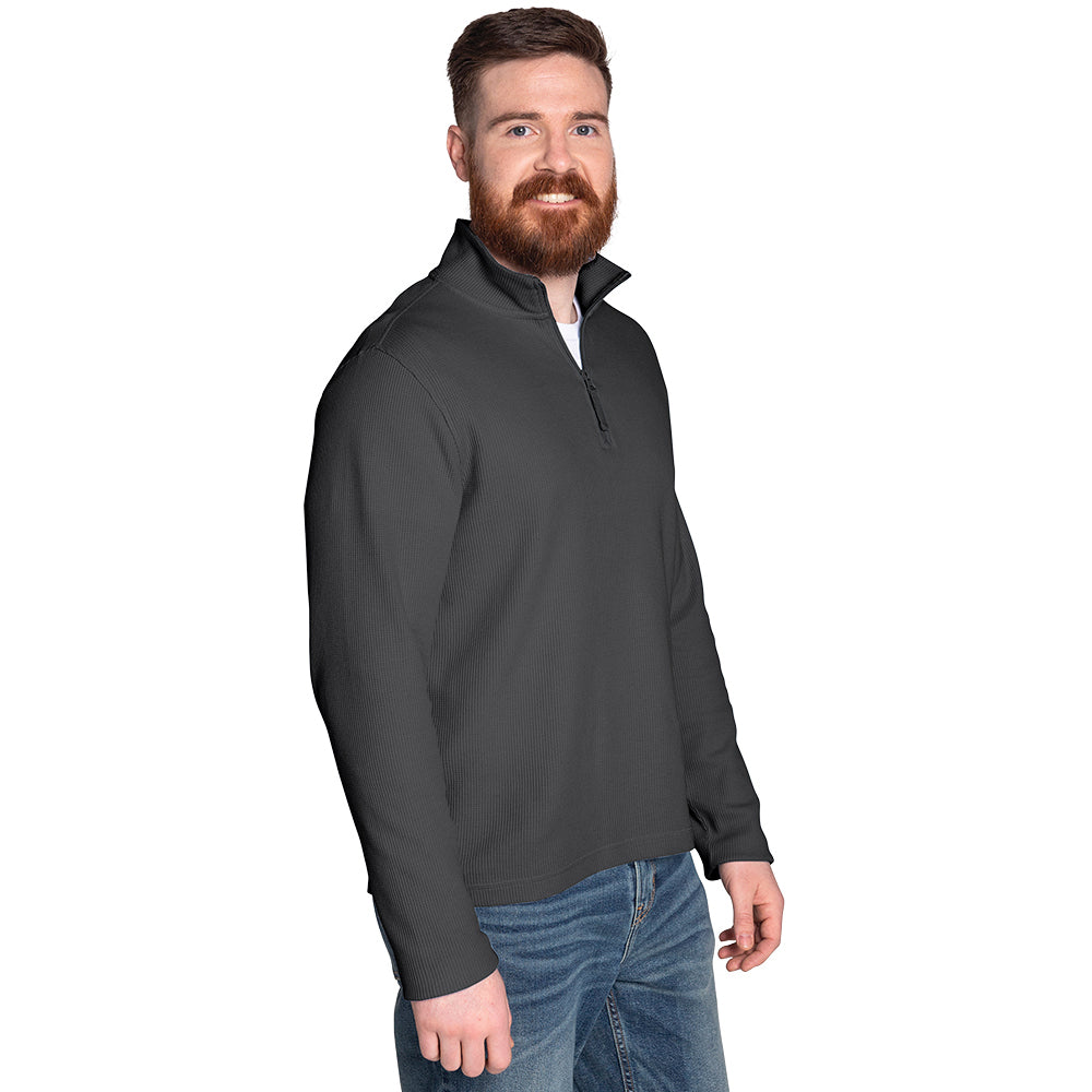 Charles River Men's Charcoal Waffle Quarter Zip Pullover