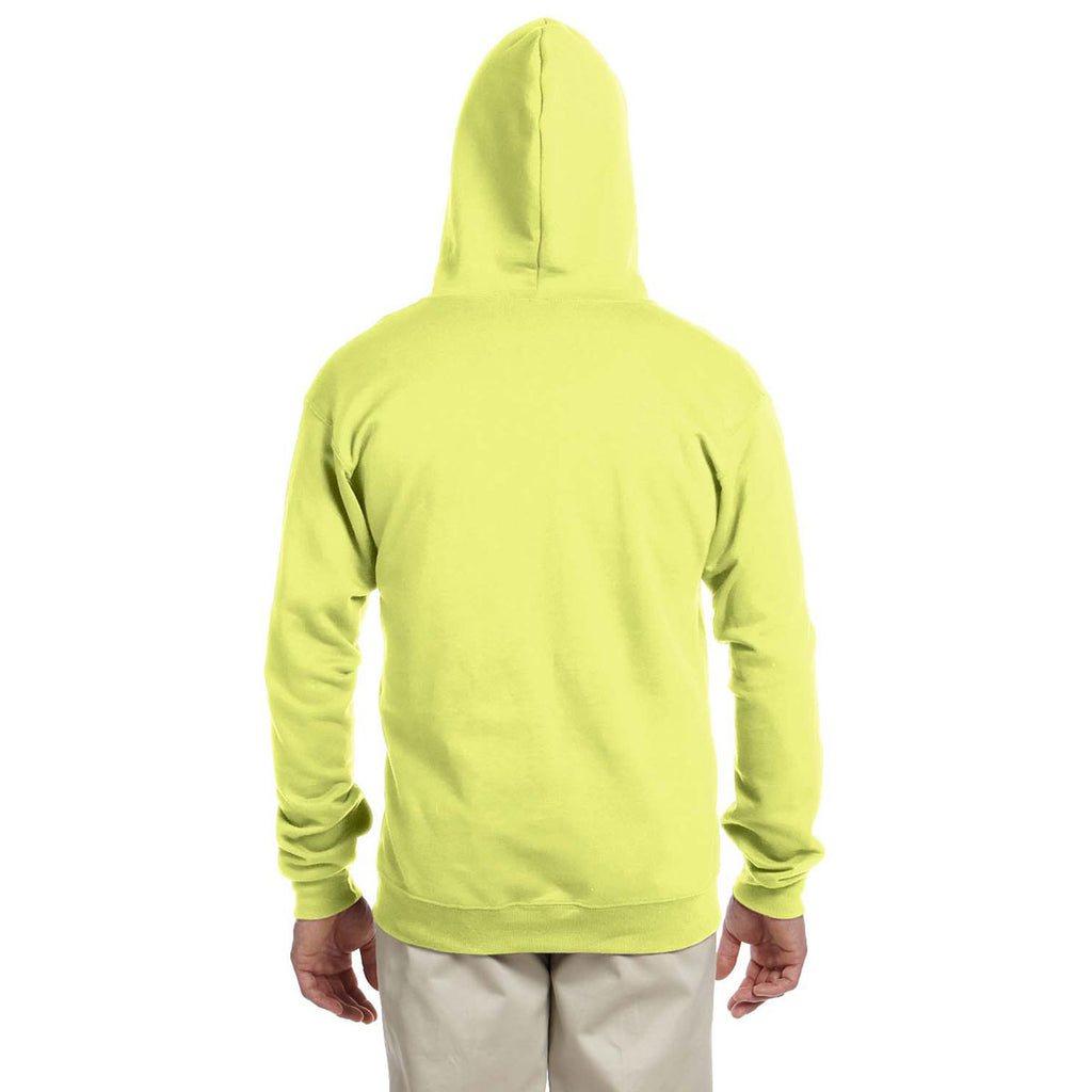 Jerzees Men's Safety Green 8 Oz. Nublend Fleece Full-Zip Hood