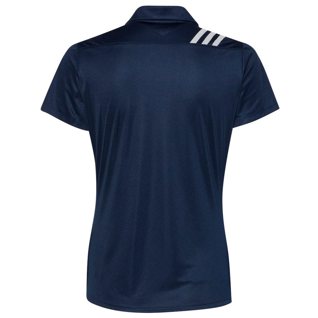 adidas Women's Collegiate Navy/White 3 Stripe Shoulder Sport Polo