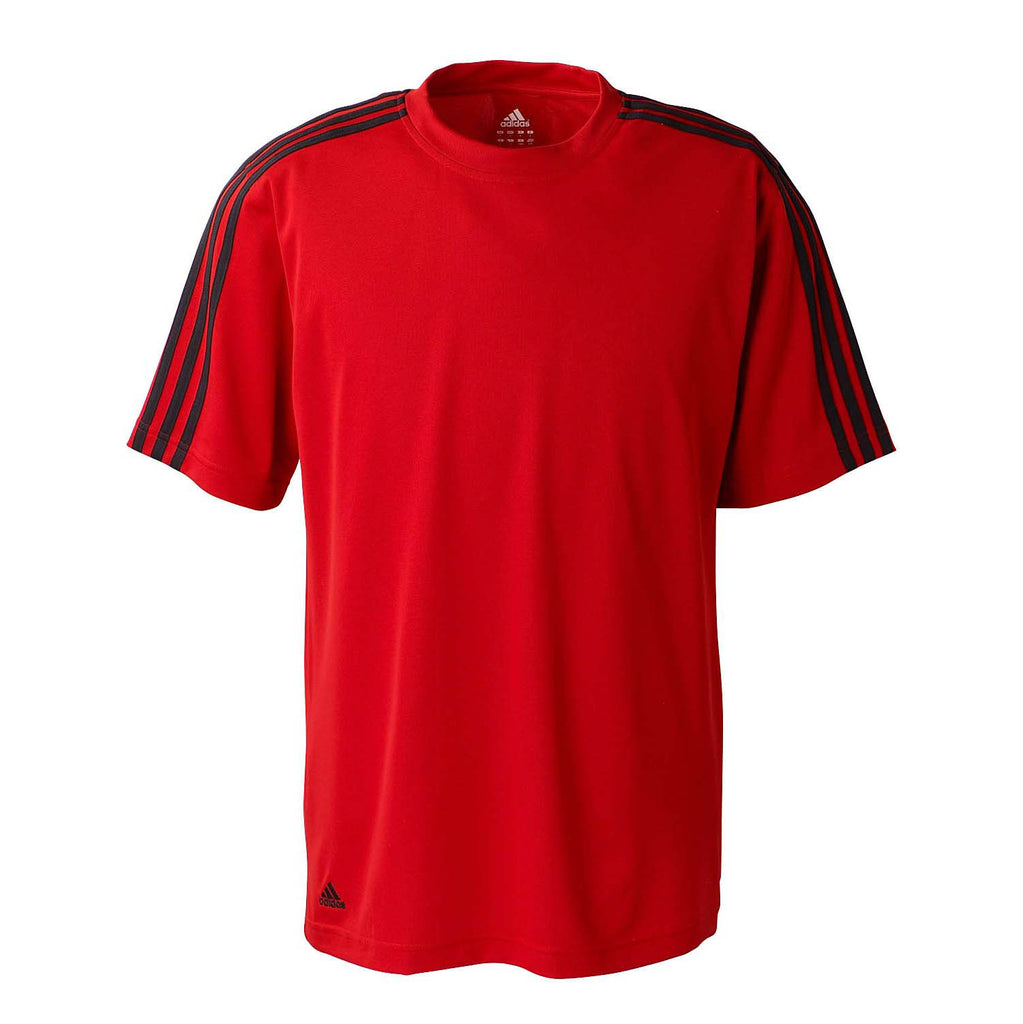 adidas Golf Men's ClimaLite Red S/S 3-Stripe T-Shirt