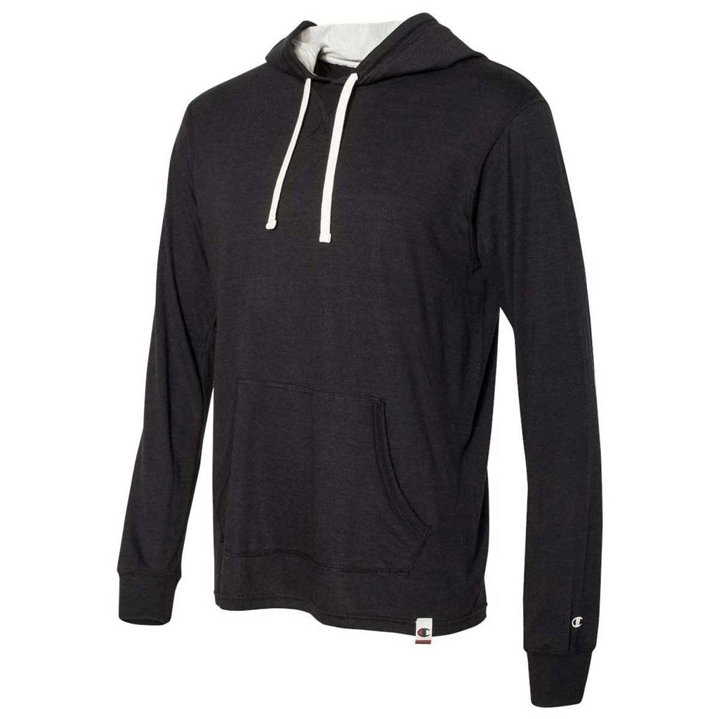 Champion Men's Solid Black Triblend Originals Triblend Hooded Pullover