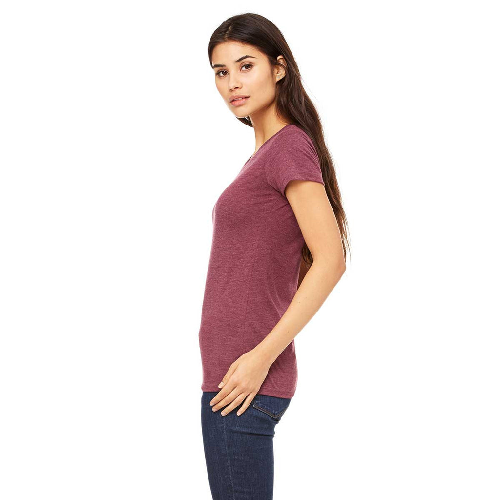 Bella + Canvas Women's Maroon Triblend Short-Sleeve T-Shirt