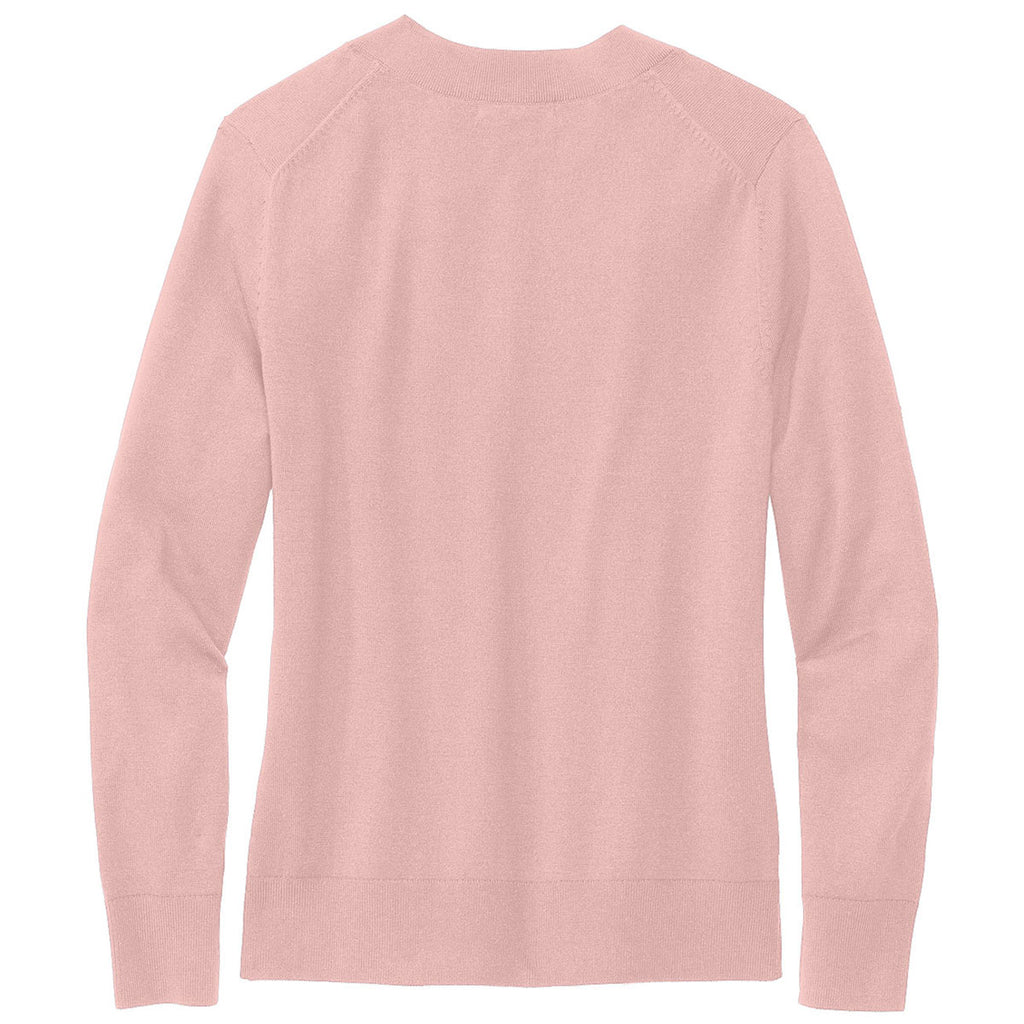 Brooks Brothers Women's Pearl Pink Cotton Stretch V-Neck Sweater