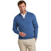 Brooks Brothers Men's Charter Blue Heather Cotton Stretch Quarter Zip Sweater