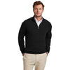 Brooks Brothers Men's Deep Black Cotton Stretch Quarter Zip Sweater