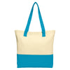 Port Authority Natural/Turquoise Colorblock Cotton Tote