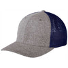 Port Authority True Navy/Grey Heather Flexfit Melange Trucker Mesh Back Cap