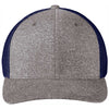 Port Authority True Navy/Grey Heather Flexfit Melange Trucker Mesh Back Cap