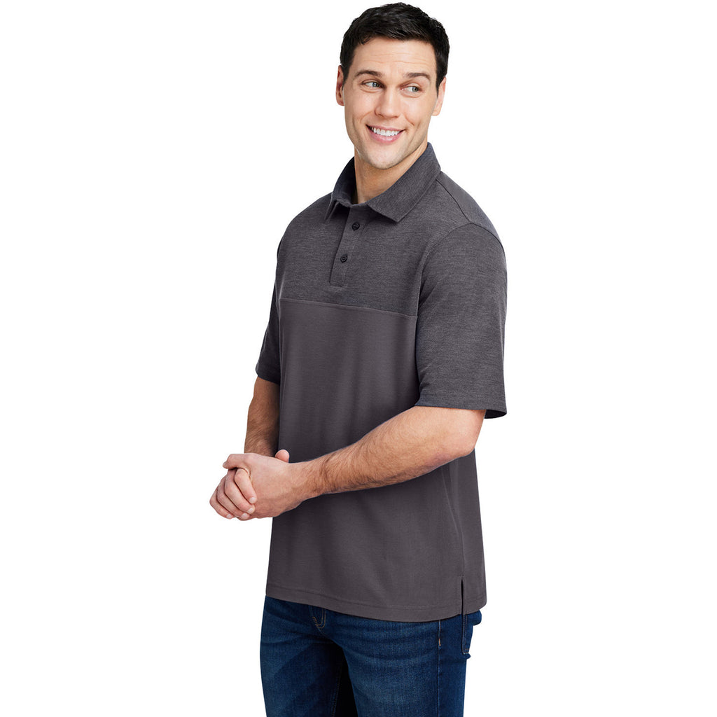 Core 365 Men's Carbon/Carbon Heather Fusion ChromaSoft Colorblock Polo