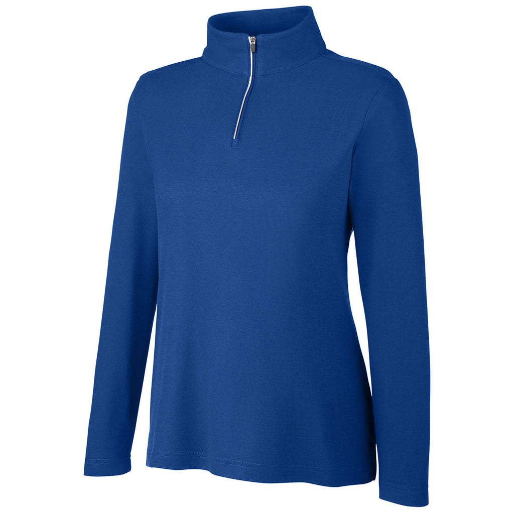 Core 365 Women's True Royal Fusion ChromaSoft Pique Quarter-Zip