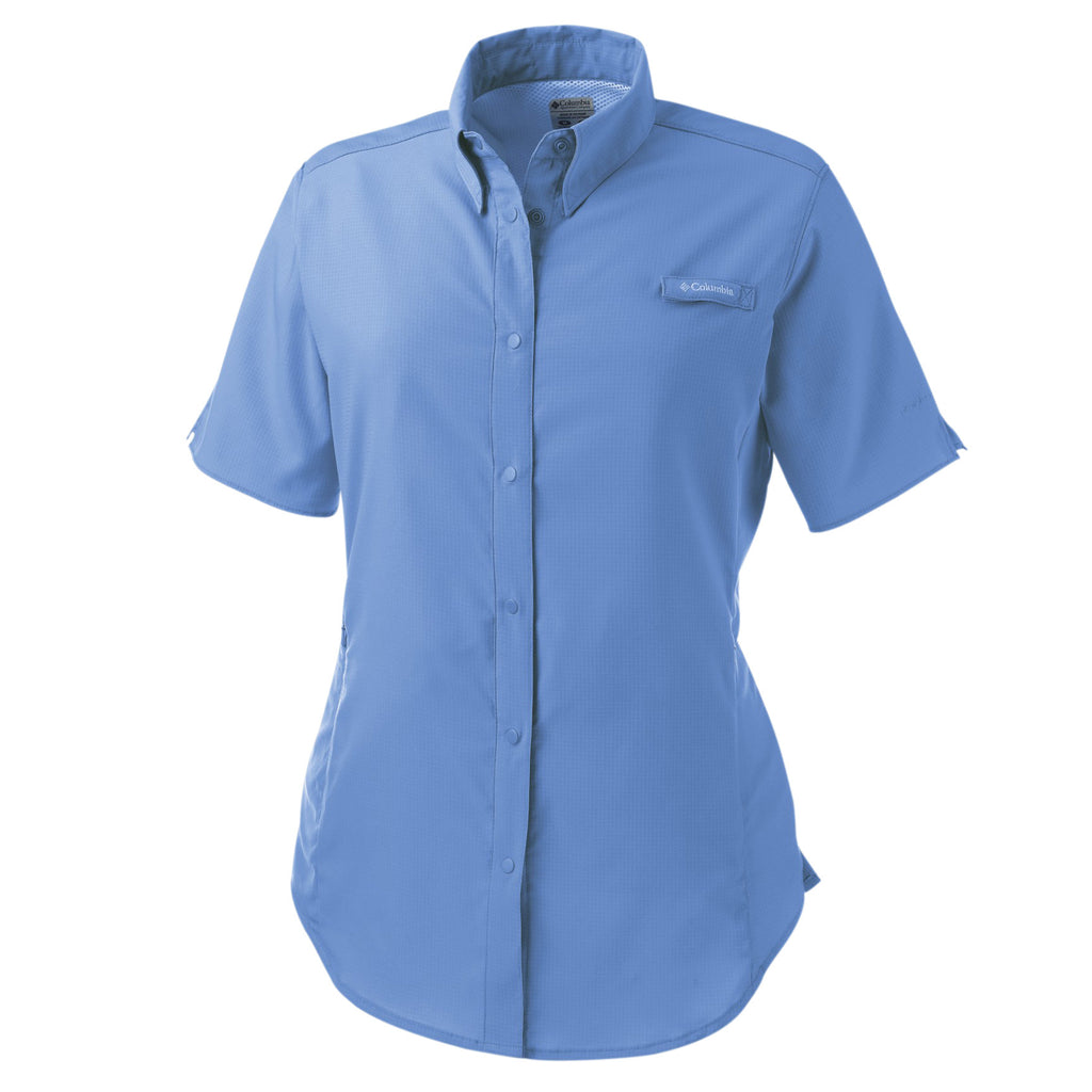 Columbia Women's White Cap Blue Tamiami II Short Sleeve Shirt