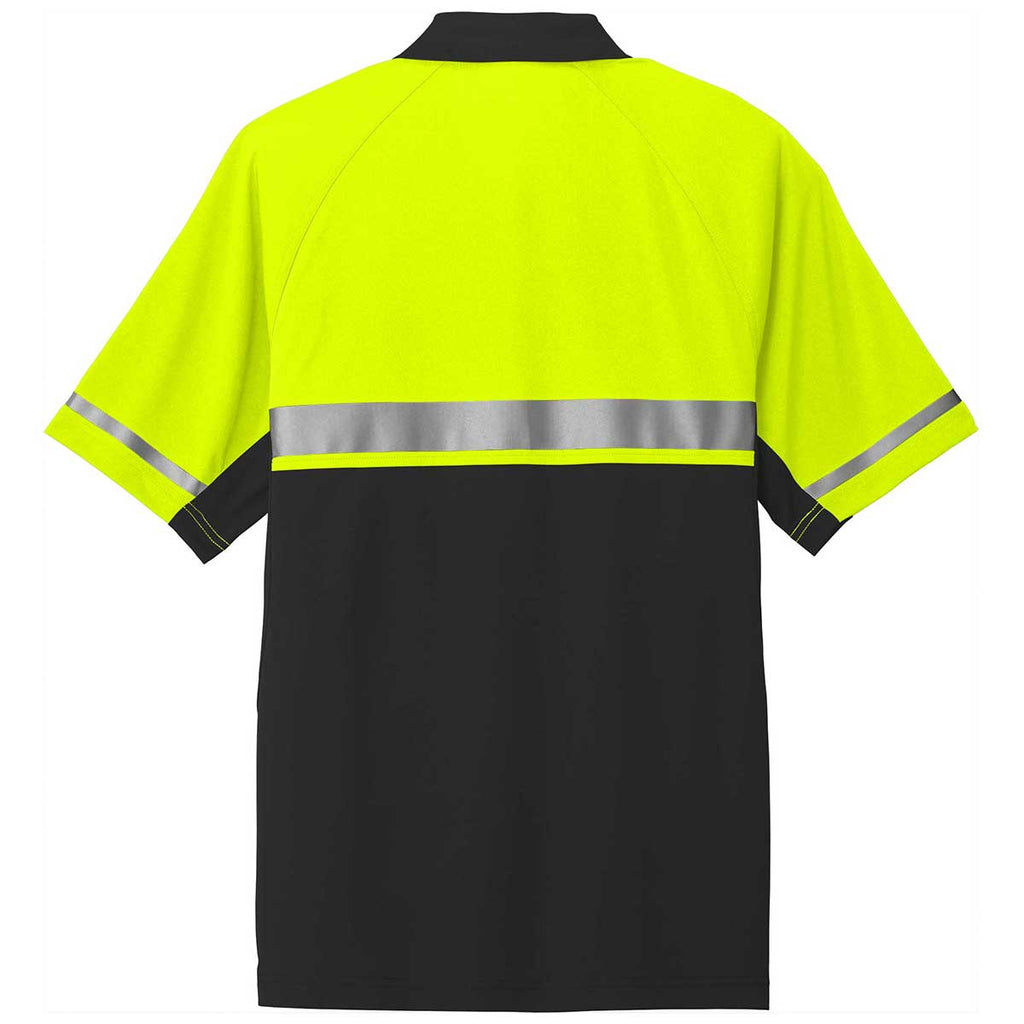 CornerStone Men's Safety Yellow/Black Lightweight Snag Proof Enhanced Visibility Polo