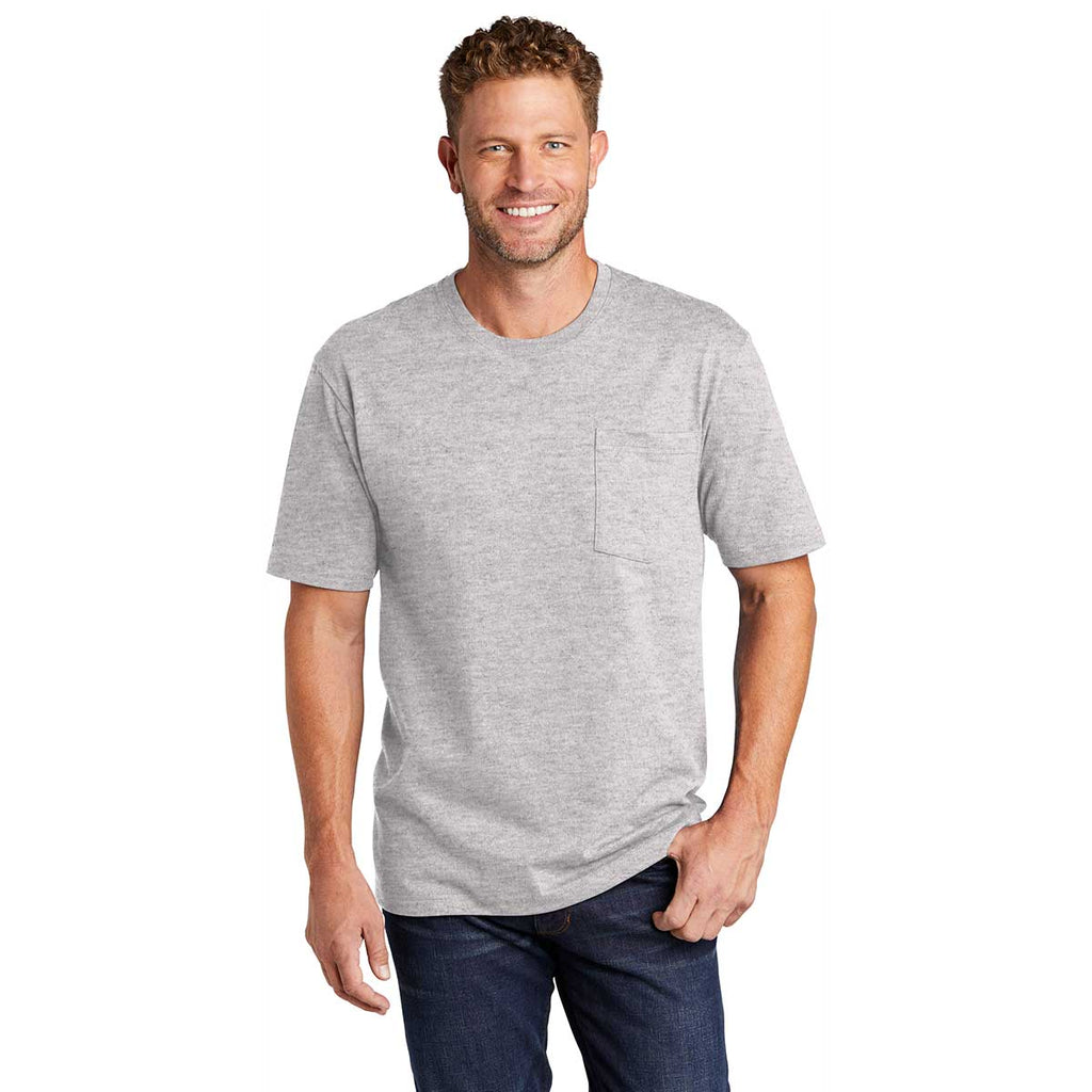 CornerStone Men's Heather Grey Workwear Short Sleeve Pocket Tee