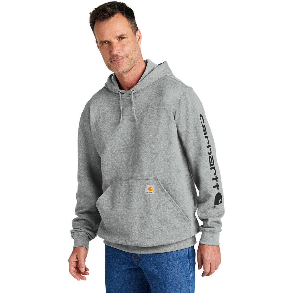 Carhartt Men's Heather Grey Midweight Hooded Logo Sweatshirt