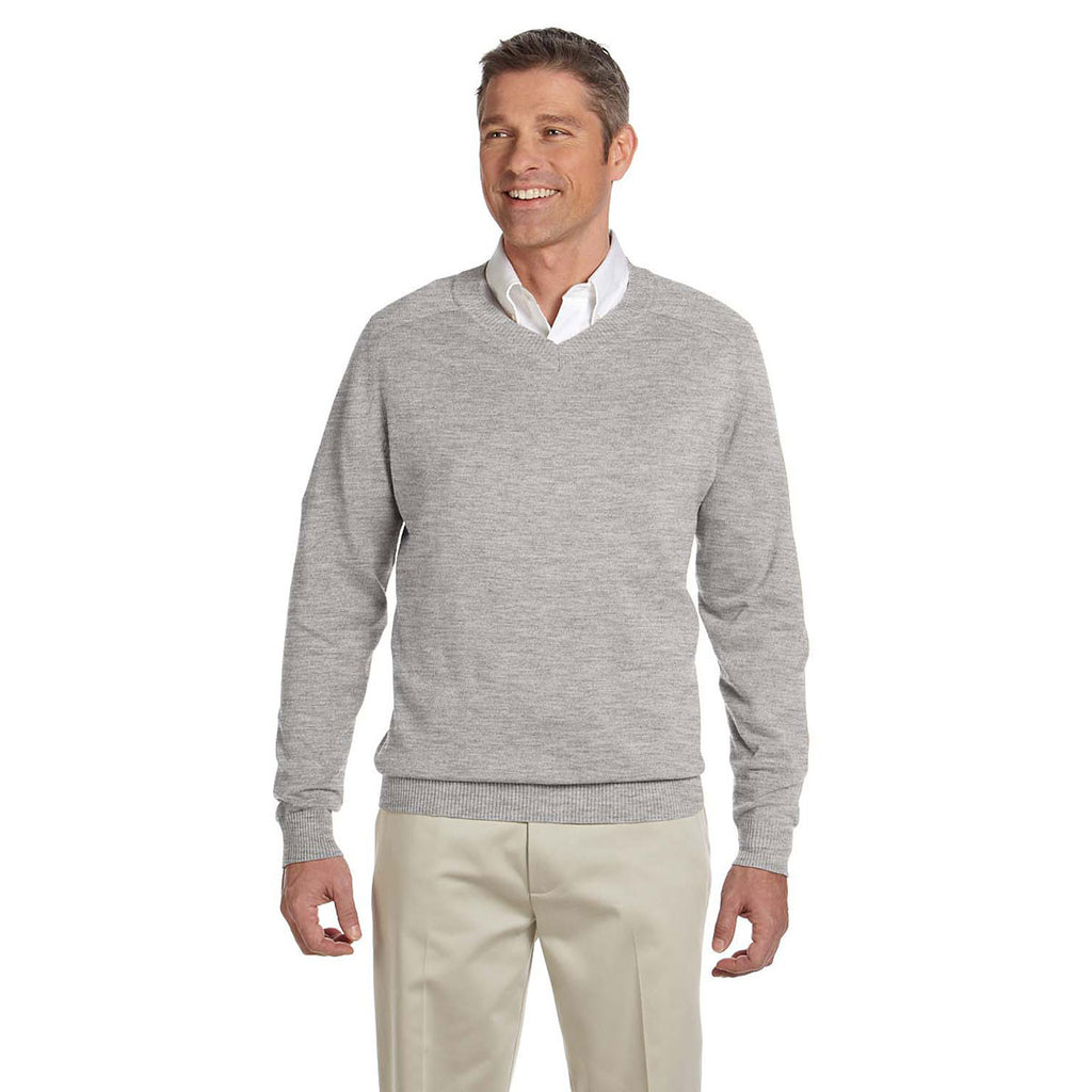 Devon & Jones Men's Grey Heather V-Neck Sweater