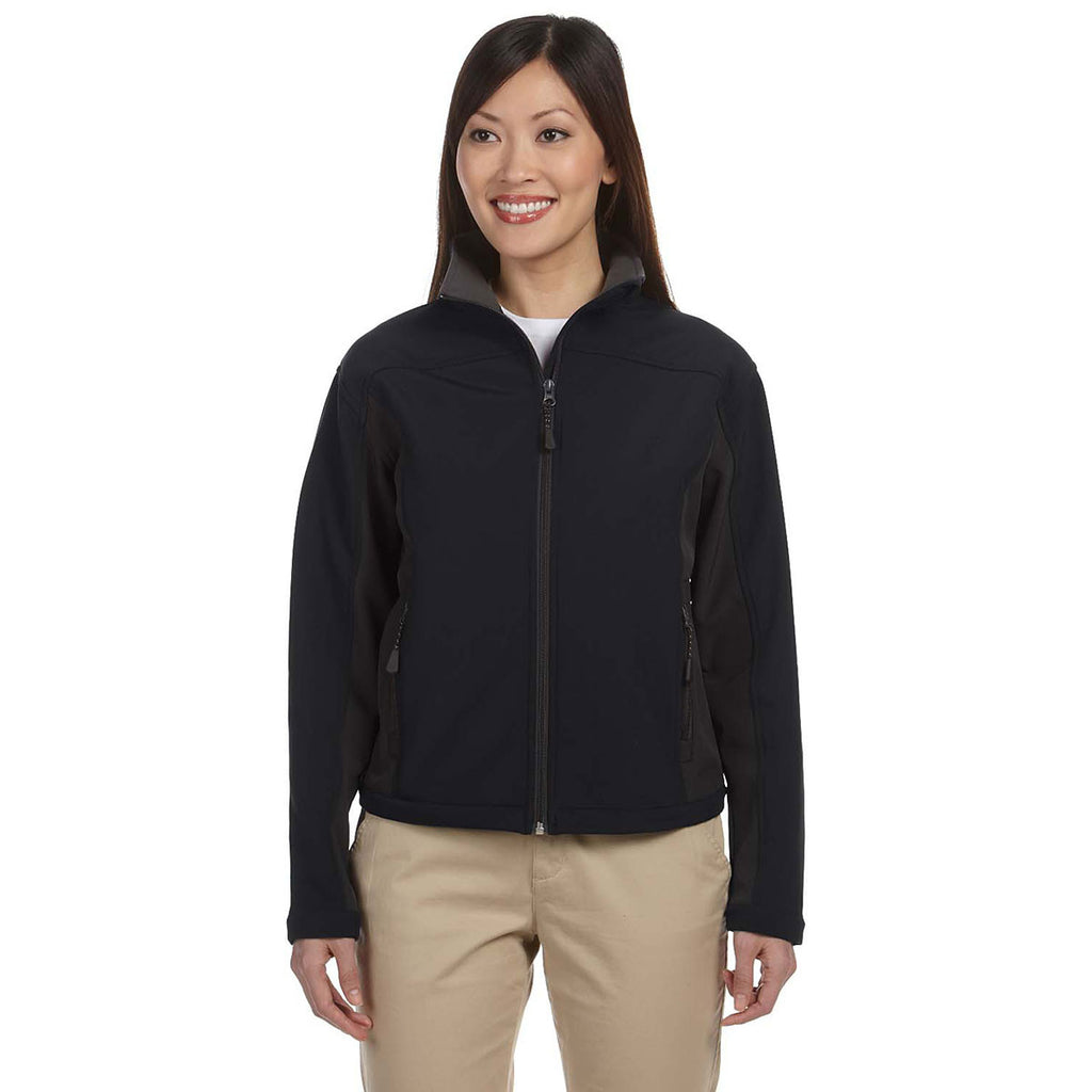 Devon & Jones Women's Black/Dark Charcoal Soft Shell Colorblock Jacket