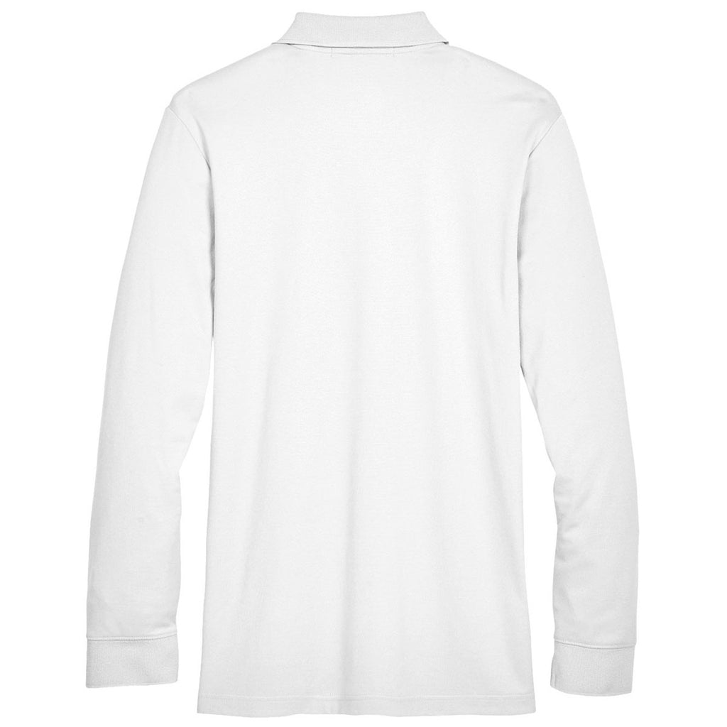 Devon & Jones Men's White CrownLux Performance Plaited Long Sleeve Polo