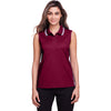 Devon & Jones Women's Burgundy/White CrownLux Performance Plaited Tipped Sleeveless Polo