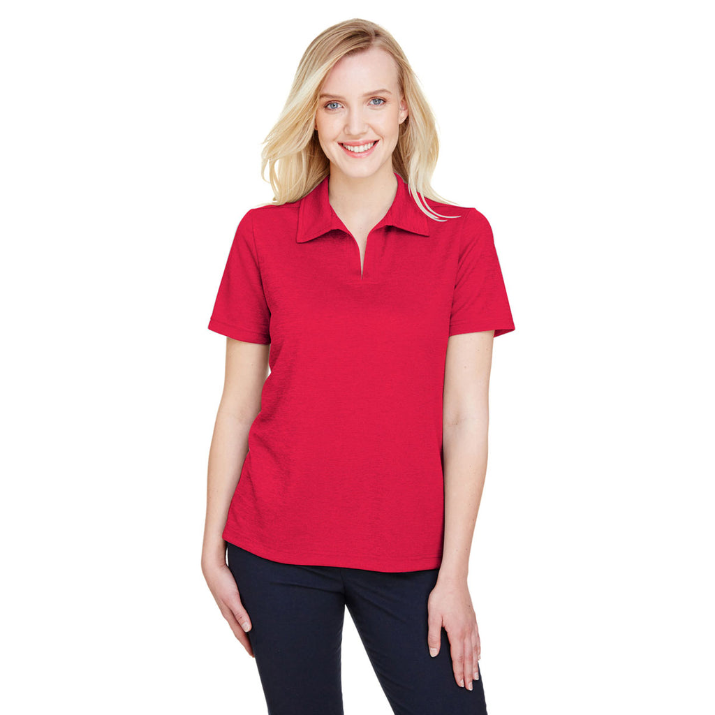 Devon & Jones Women's Red Heather CrownLux Performance Address Melange Polo