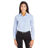 Devon & Jones Women's French Blue/White CrownLux Performance Micro Windowpane Shirt