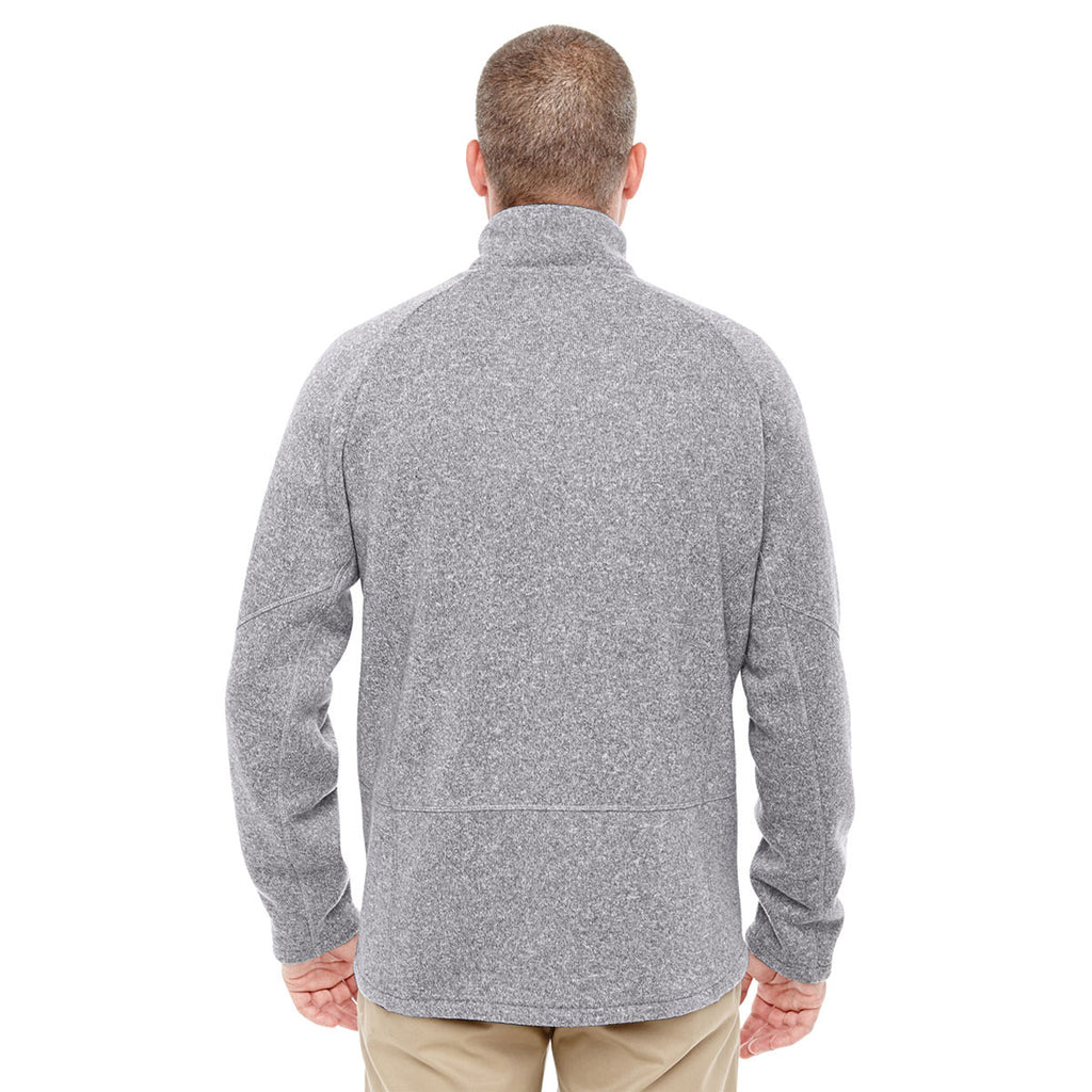 Devon & Jones Men's Grey Heather Bristol Sweater Fleece Quarter-Zip