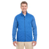 Devon & Jones Men's French Blue/French Blue Heather Newbury Colorblock Melange Fleece Full-zip