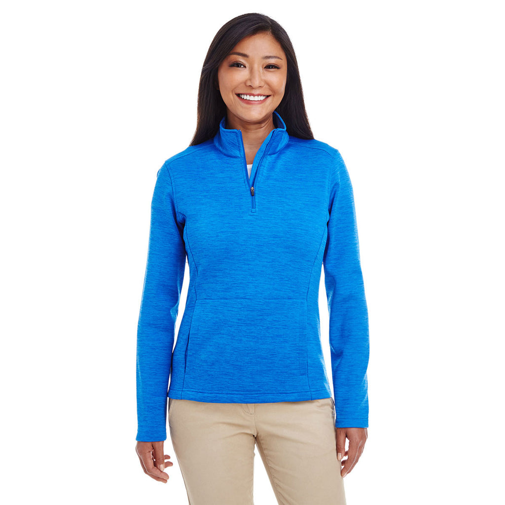 Devon & Jones Women's French Blue Heather Newbury Melange Fleece Quarter-zip