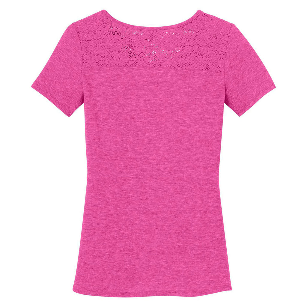 District Made Women's Dark Fuchsia Heather Tri-Blend Lace Tee