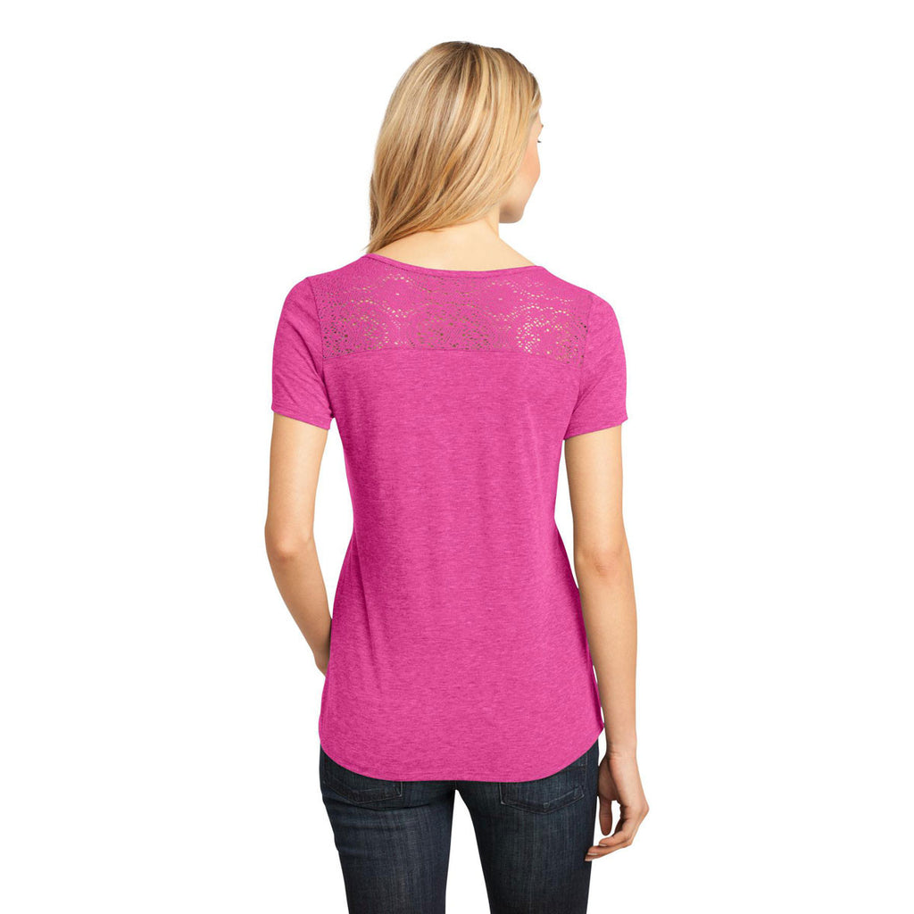 District Made Women's Dark Fuchsia Heather Tri-Blend Lace Tee